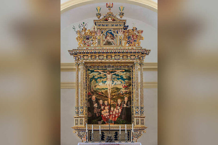 Das Kurfürsten-Kostüm wurde nach dem Vorbild des Altarbildes von Lucas Cranach dem Jüngeren angefertigt.