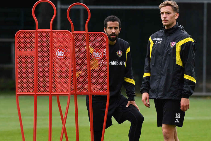 Jannik Müller (r.), hier beim Training mit Nils Teixeira, ist bereit, auch am Sonntag wieder für den noch verletzten Florian Ballas einzuspringen.