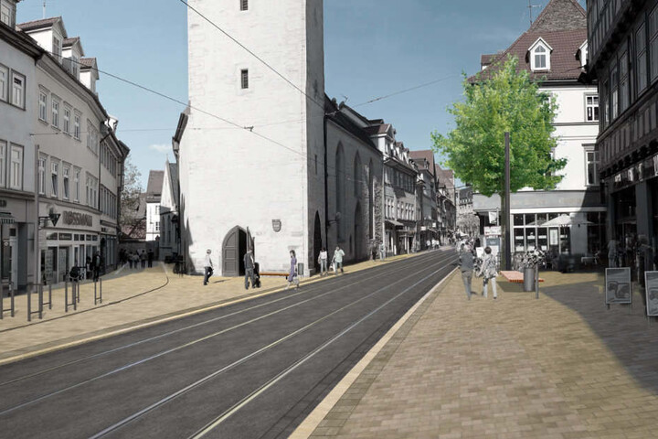 Moderner zeigt sich die Marktstraße nach der Umgestaltung. (Visualisierung)