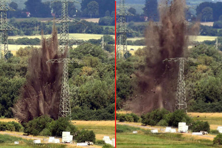 Eine der Bomben lag direkt an einer Hochspannungsleitung.
