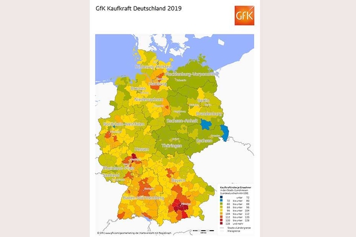 Die Grafik zeigt die Wohlstands- und Armutsregionen in Deutschland
