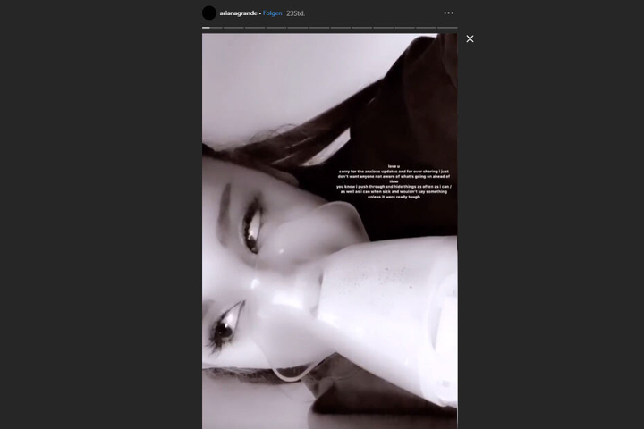 Ariana Grande mit einem Beatmungsgerät.