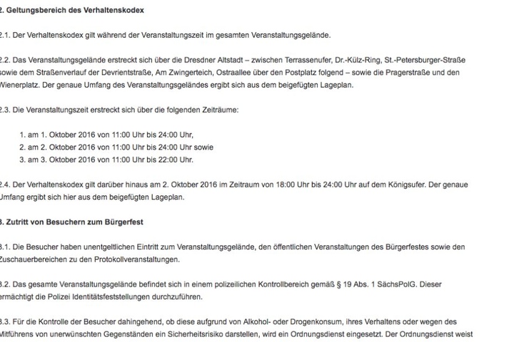 Darin wird den Besuchern unter anderem empfohlen, auf Rucksäcke und große Taschen zu verzichten.