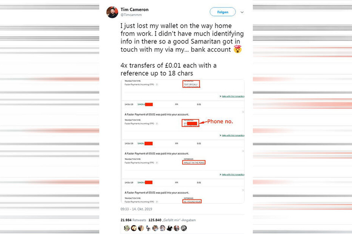 So sah der einfache Trick auf Camerons Konto aus.