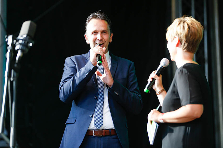Riesa-OB Marco Müller (43, CDU) eröffnete den Sachsen-Tag.