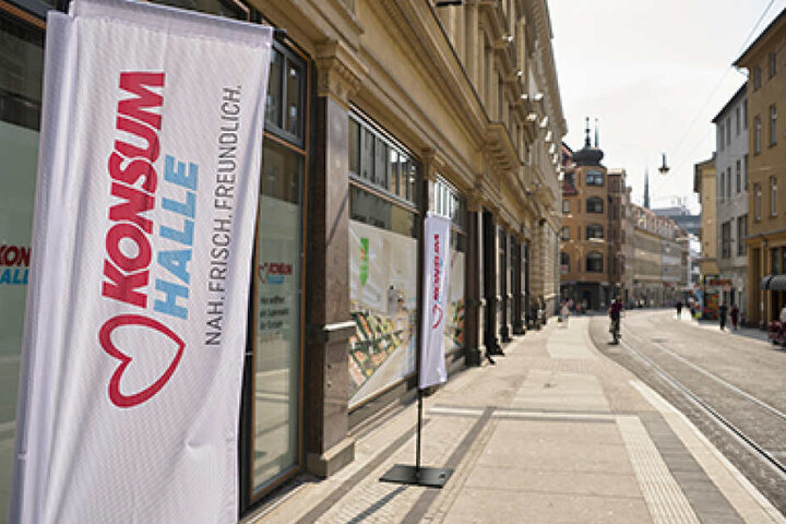 Die neue Konsum-Filiale in Halle an der Großen Steinstraße 74f.