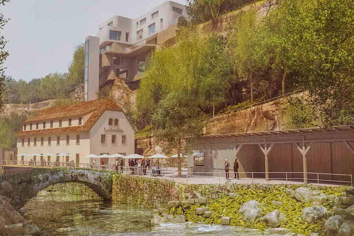 So soll es aussehen: Ein Hotelprojekt soll die Lochmühle retten. Politik und Tourismusverband begrüßen die Pläne.