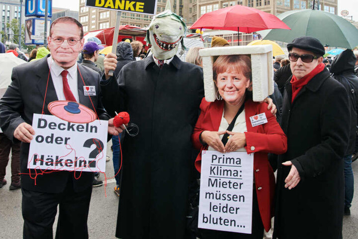 Teilnehmer bei einer Demo gegen die steigenden Mieten in Berlin.
