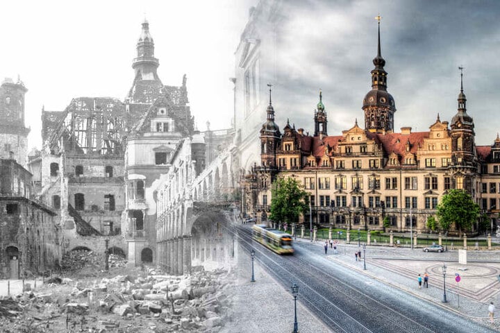 Das Schloss fiel den Bomben zu weiten Teilen zum Opfer. Heute steht es wieder fast komplett.