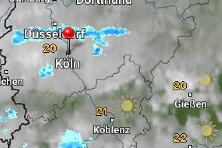 Die Wetterkarte für Köln am Samstag von WetterOnline.