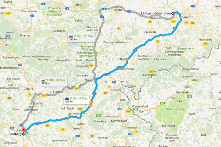 Diese Strecke sind die beiden Sachsen (12, 13) vermutlich gefahren.