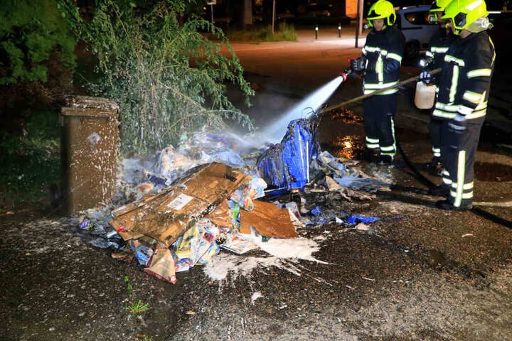 In der Carl-von-Ossietzky-Straße stand ein Müllcontainer in Flammen.