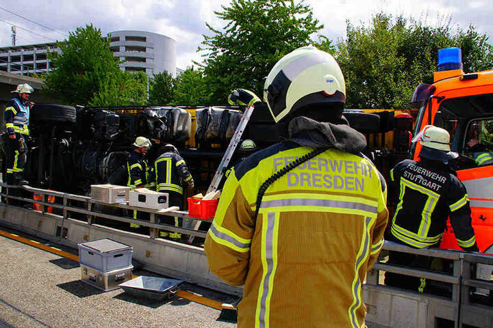 Dem Zufall sei Dank: Kameraden der Feuerwehr aus Dresden waren ebenfalls vor Ort.