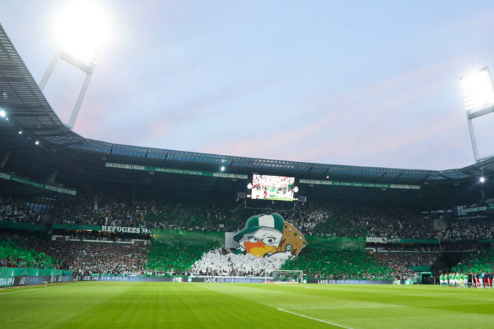 Vor einem Spiel liefern die Werder-Fans eine klasse Choreografie ab.