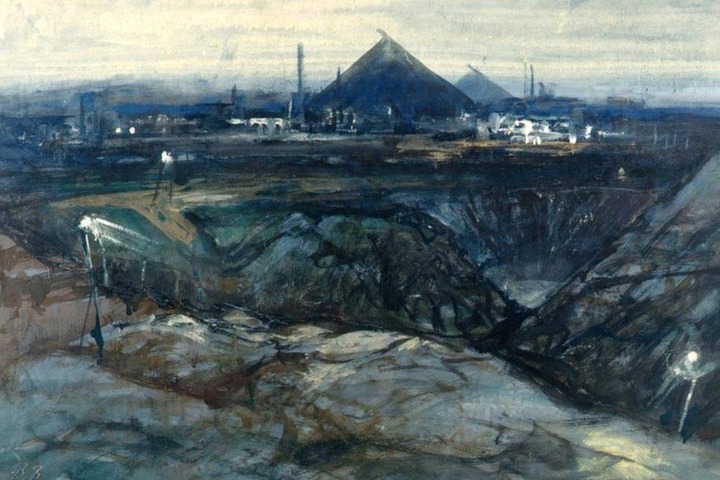 Gehört mit zur Wismut-Sammlung: Das 1987 entstandene „Blick auf Ronneburg
Schachtanlage/BB Paitzdorf“ von Kurt Pesl.