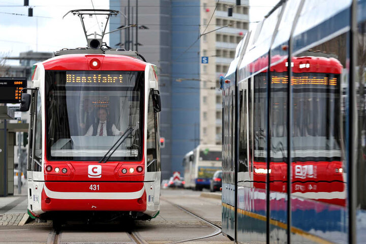 Die Trams des Chemnitzer Modells sollen künftig über die Leipziger Straße Richtung Norden fahren.