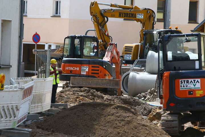 Auf dieser Baustelle brach die Gasleitung.
