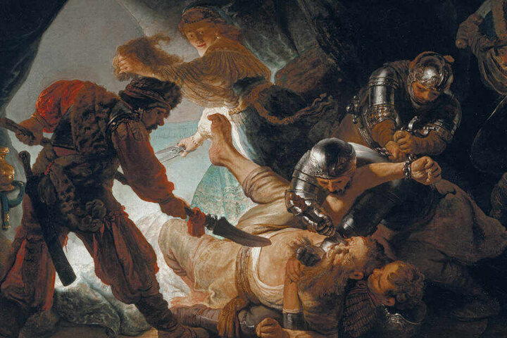 Das Gemälde "Die Blendung Simsons" (1636) von Rembrandt Harmensz van Rijn.
