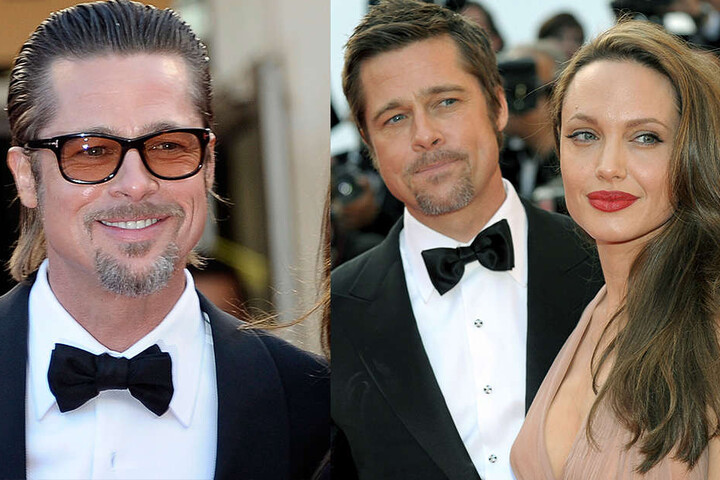 Pitt im Jahr 2011 und mit Ex-Frau Angelina Jolie 2009 (rechts).