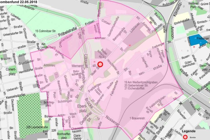 Hier seht Ihr den Sperrbereich in Dresden-Löbtau und Teilen der Friedrichstadt, der auch am Donnerstag vorerst Bestand haben wird.