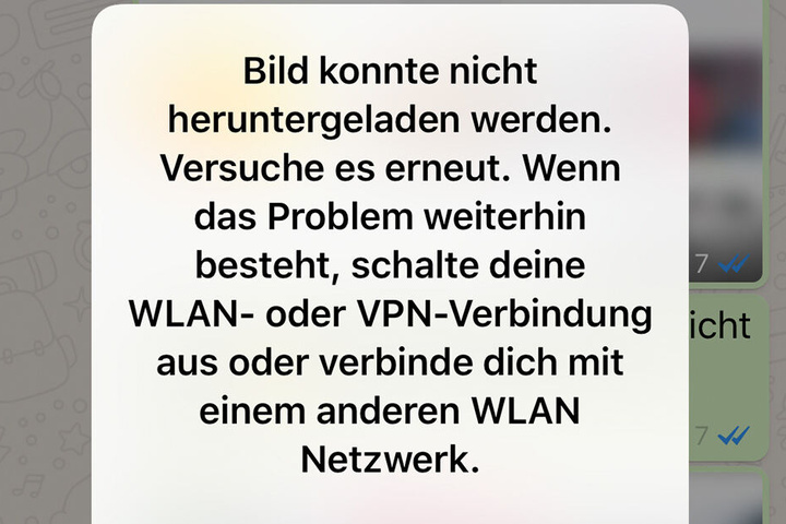 So sieht die WhatsApp-Fehlermeldung bei iPhones aus.