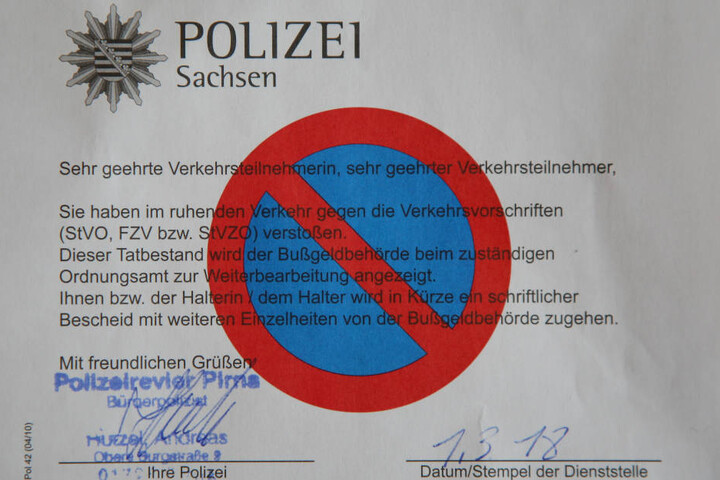 Diesen Strafzettel erhielt er während seiner Siegesfeier im März.