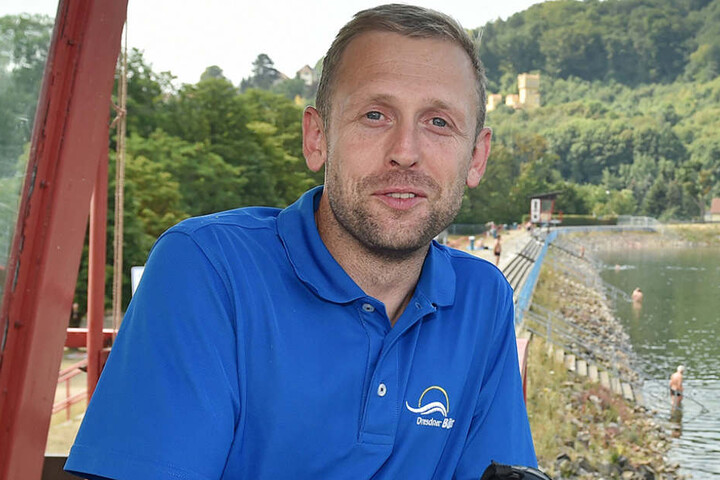 Kümmert sich im Cossebauder Bad um die Sicherheit der Bädegäste: Chef Mathias Pilz (34).