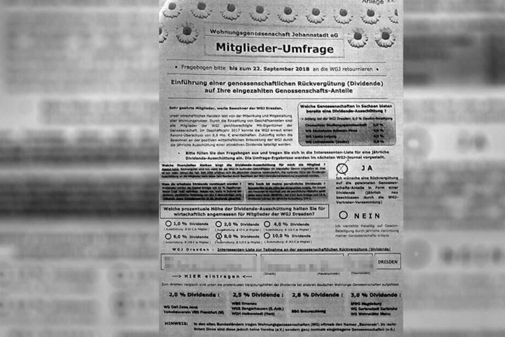 Dieser Fragebogen landete in den Briefkästen Hunderter WGJ-Mieter.
