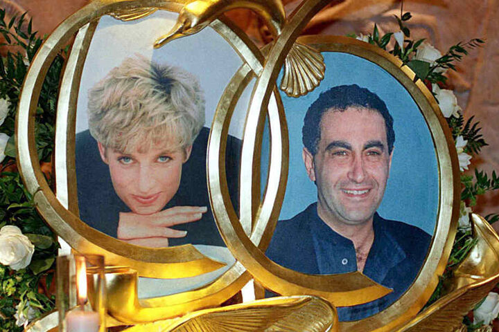 Die Porträts von Prinzessin Diana und Dodi al Fayed. Sie starben zusammen am 31. August 1997.