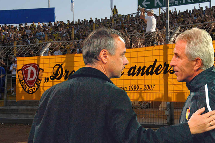 Volkmar Köster (l.) entließ Trainer
Christoph Franke im Dezember
2005. Trotzdem blieben beide
freundschaftlich verbunden.