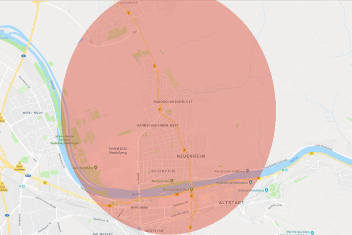 Betroffen sind die Gebiete: Dossenheim, Neuenheim, Handschuhsheim, Bergheim und die Altstadt.