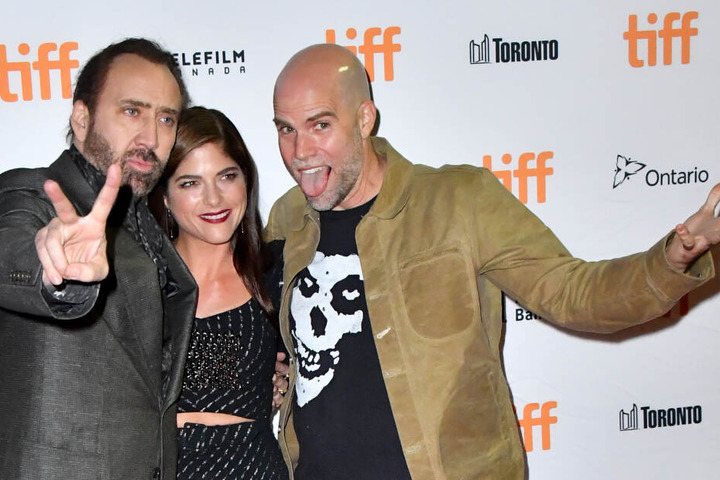 Die Schauspieler Nicolas Cage und Selma Blair mit Regisseur Bryan Taylor in Toronto (Kanada) zur Premiere des Films "Mom and Dad".