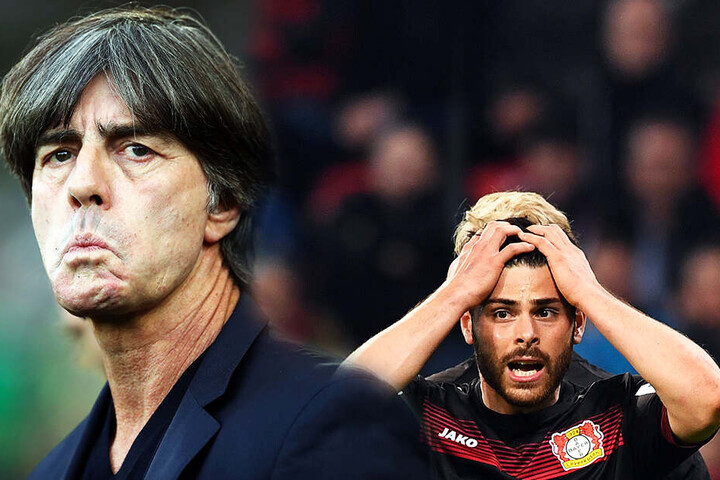 Bundestrainer Joachim Löw (l.) verzichtet seit fast drei Jahren auf eine Nominierung von Kevin Volland. (Bildmontage)