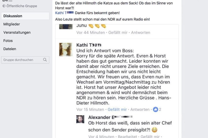 Screenshot der Facebook-Gruppe "Horst .....Wir folgen Dir!!!" vom 9. August 2017, 11.15 Uhr.