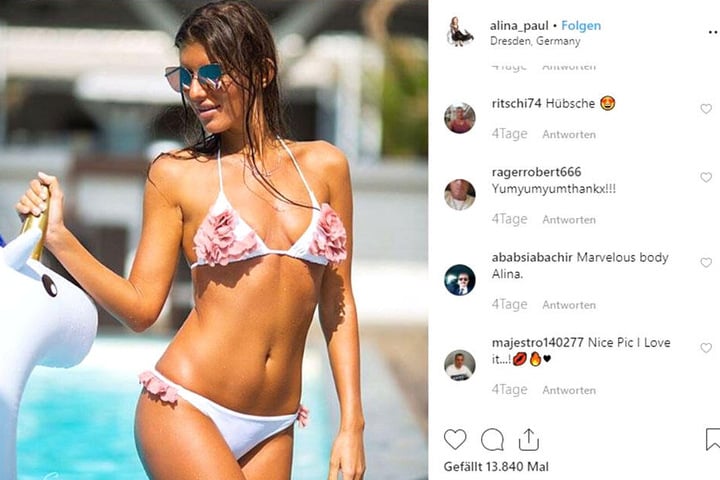 Kein Wunder, dass Alina auf Instagram über 100 000 Follower hat - bei dieser Bikini-Figur. Doch von nix kommt nix: Alina geht zwei mal pro Woche ins Fitnessstudio.