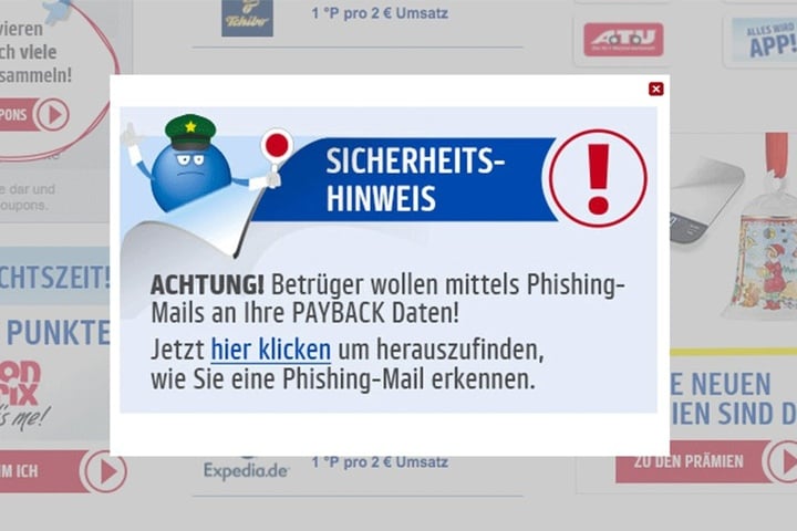 Mit diesem Hinweis warnt Payback seine Kunden vor der Sicherheitslücke.