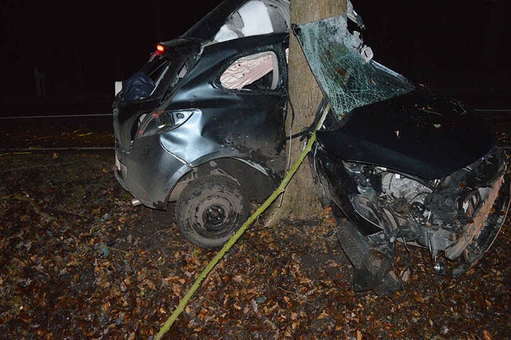 Kaum zu glauben, dass sich der Fahrer selbst aus dem Wrack befreien konnte.