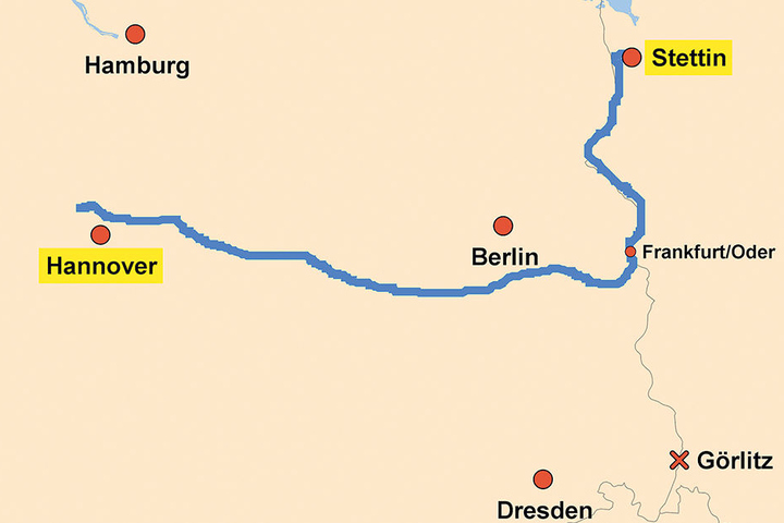 Von Hannover nach Stettin schipperte der Kapitän einfach auf eigene
Faust.