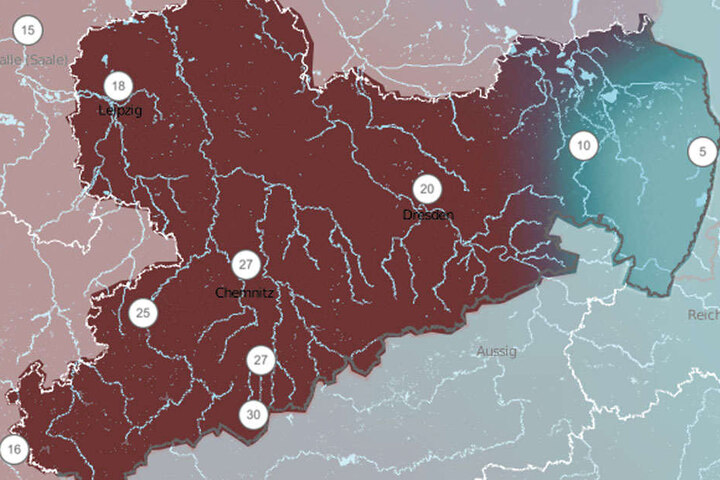 Am Mittwoch kommt es in ganz Sachsen zu starken Regenfällen.