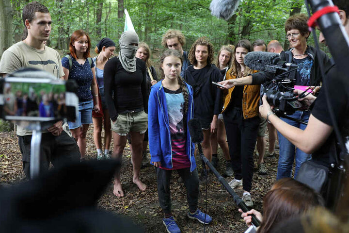 Greta Thunberg besuchte auch die Aktivisten im Hambacher Forst.