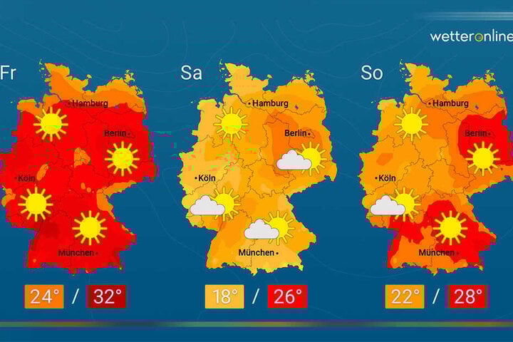 So soll das Wetter laut Wetter Online in den nächsten Tagen werden.