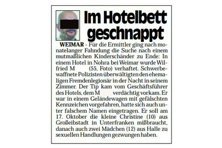 "Im Hotelbett geschnappt" - so berichtete die Morgenpost am 24. Januar 1998 über die Festnahme des international gesuchten Verbrechers Wilfried M.