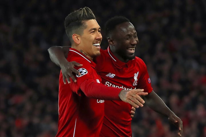 Torschützen unter sich: Roberto Firmino und Naby Keita (rechts) jubeln.