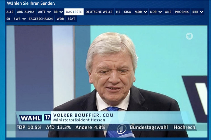 Volker Bouffier (CDU) im Interview mit der ARD (Screenshot).