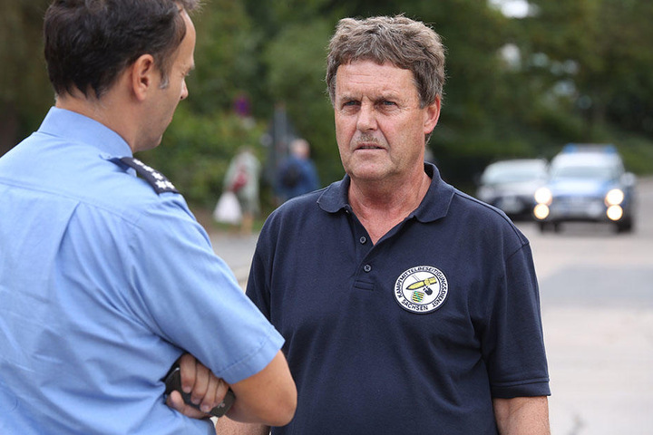 Polizeisprecher Thomas Geithner und Sprengmeister Thomas Lange