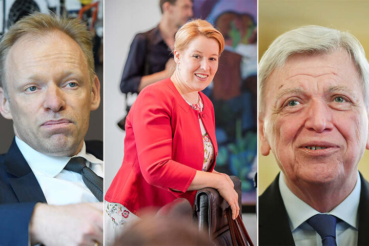 v.li.: Clemens Fuest vom Ifo-Institut, Familienminitserin Franziska Giffey (SPD) und der Ministerpräsident von Hessen, Volker Bouffier (CDU).