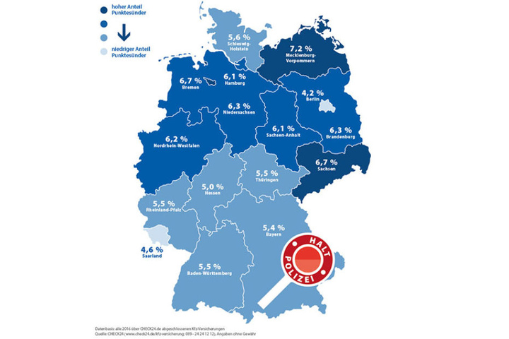 Die Grafik zeigt, wo die größten Punktender leben: Mecklenburg-Vorpommern und Leipzig sind Spitzenreiter.
