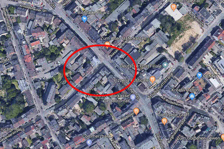 Nach dem Überfall in der Lorscher Straße flüchtete der Mann in die Alexanderstraße.