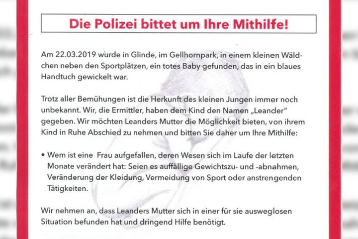 Mit diesen Plakaten fahndet die Polizei nach der Mutter des Kindes.