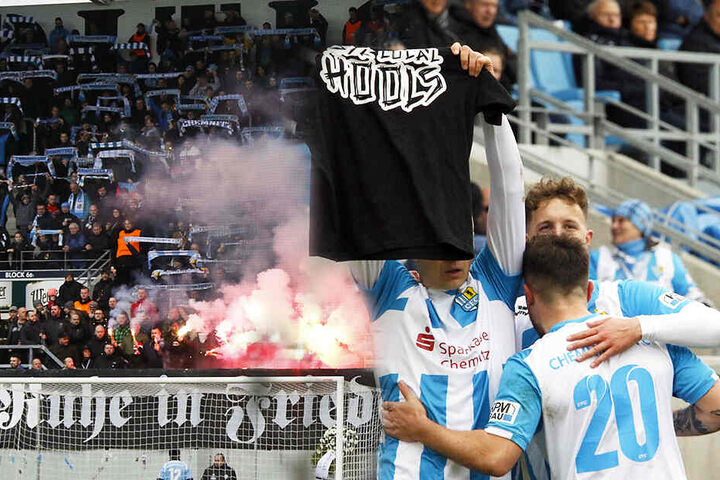 Fangruppierungen sollen dem Verein das Pyro-Gedenken aufgezwungen haben, indem sie mit Ausschreitungen drohten. Daniel Frahn hielt Haller zu Ehren beim Torjubel ein T-Shirt hoch. (Bildmontage)